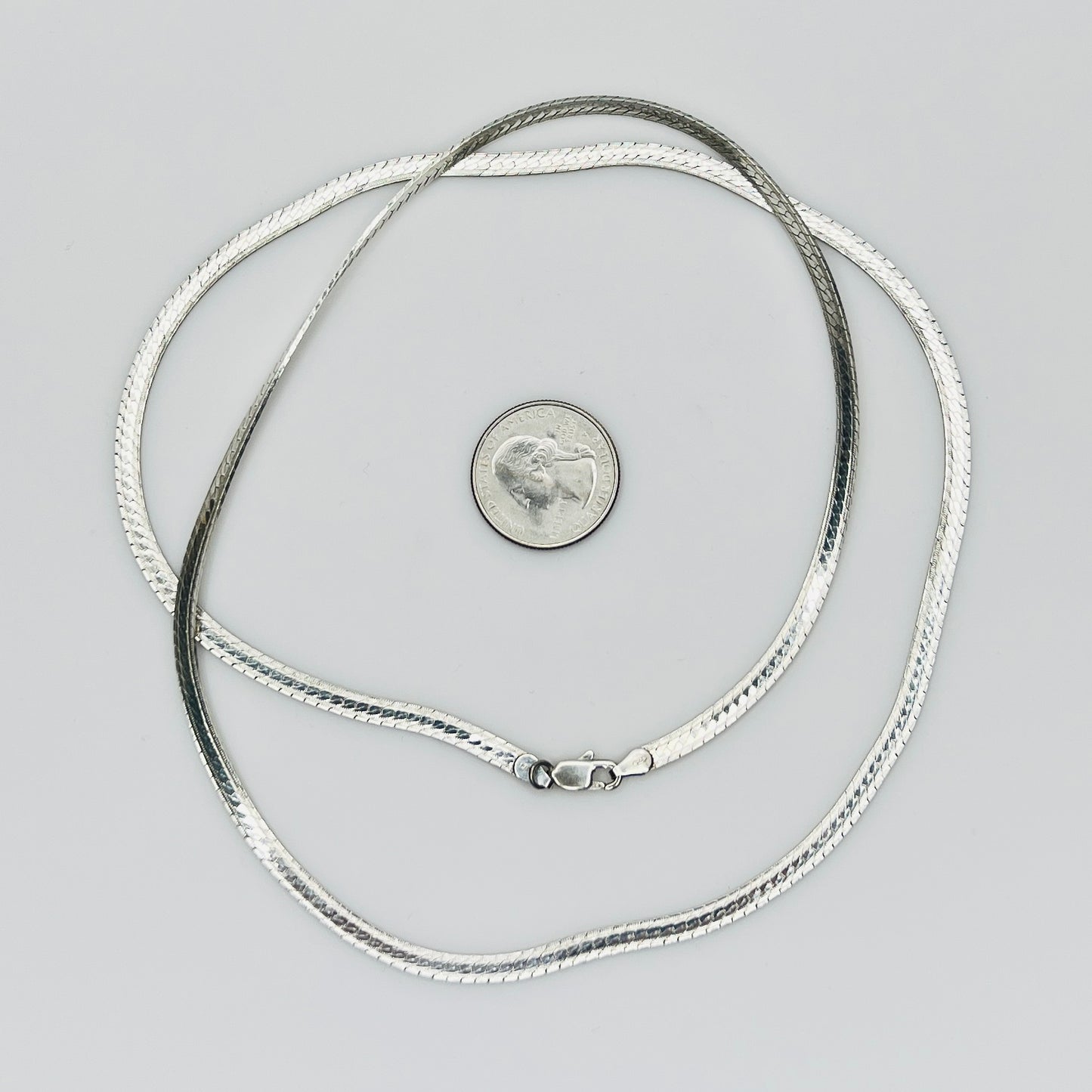 Vintage sterling silver Italy snake chain necklace 30 inch