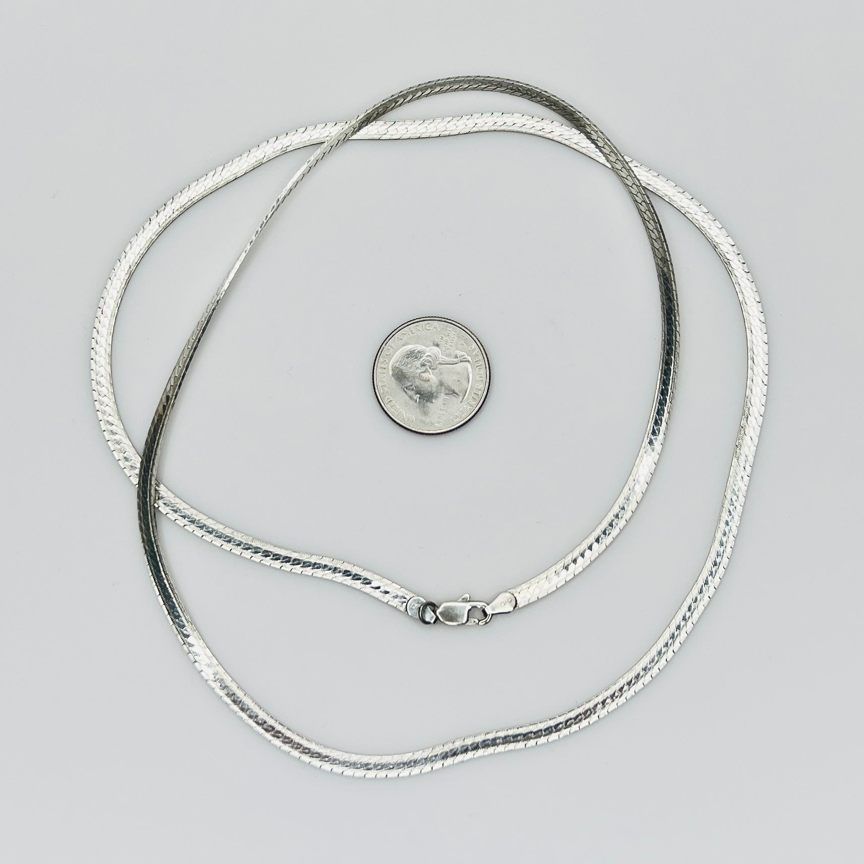 Vintage sterling silver Italy snake chain necklace 30 inch