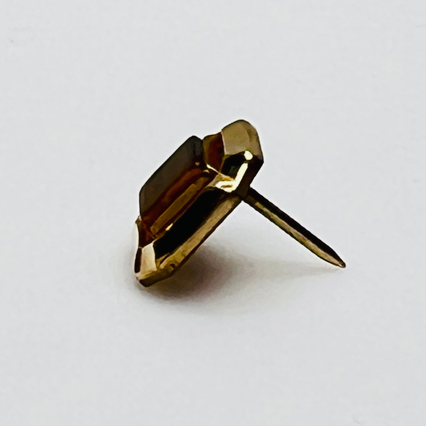 Gold square tie tack with tiger eye stone, vintage Anson design