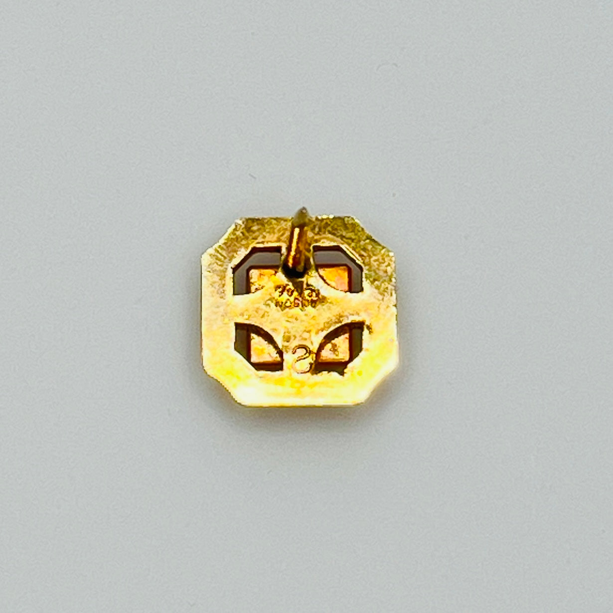 Gold square tie tack with tiger eye stone, vintage Anson design