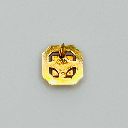 Gold square tie tack with tiger eye stone, vintage Anson design