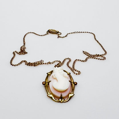Side view cameo pendant gold filled frame detail