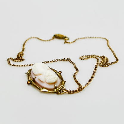Side view cameo pendant gold filled frame detail