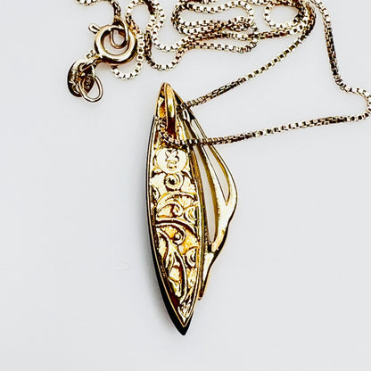 Ariki paua shell pendant necklace 22K gold plated 1970s