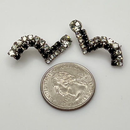 Pierced stud earrings with prong-set rhinestones and butterfly backs