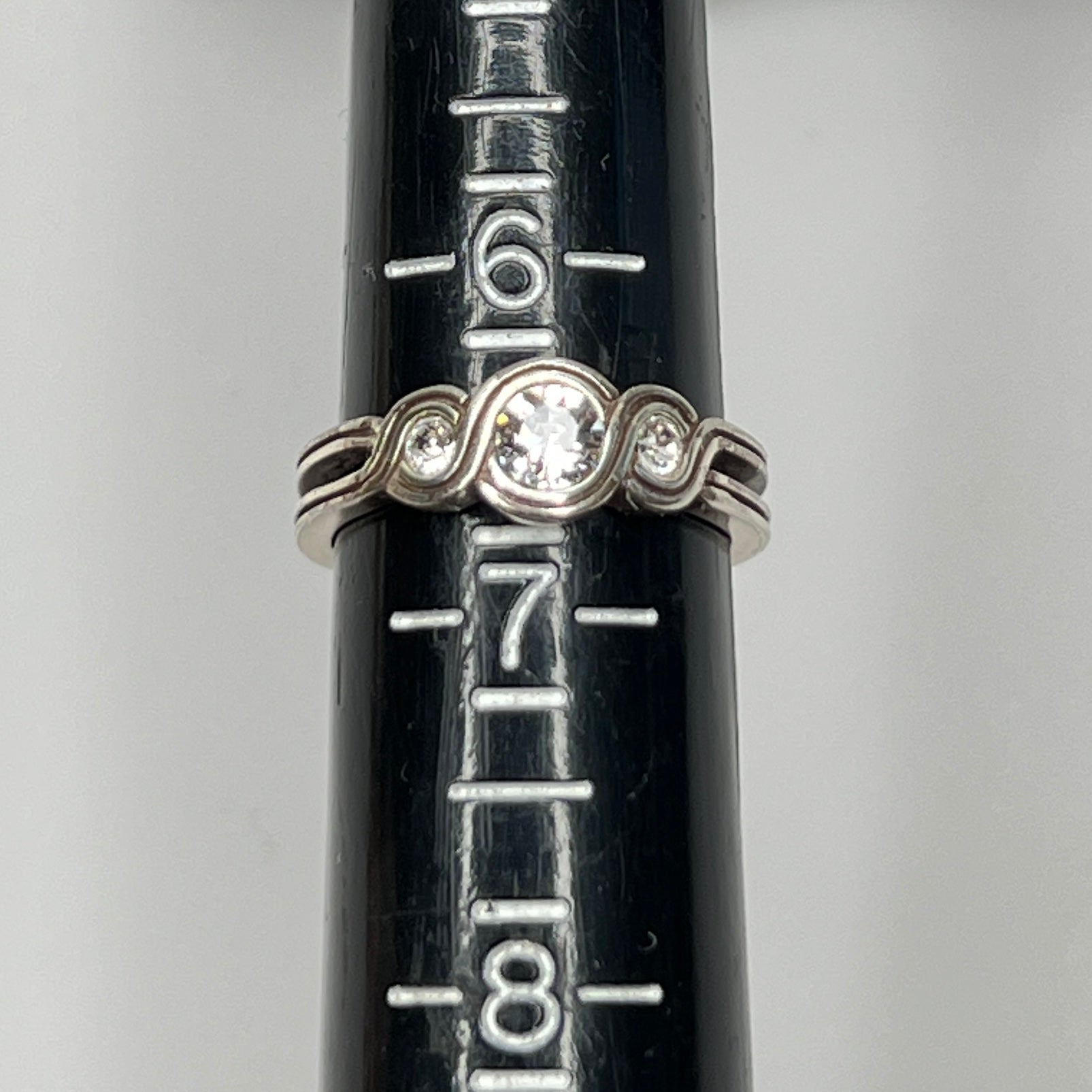 Close-up of Brighton ring on ring mandrel showing size 6.5