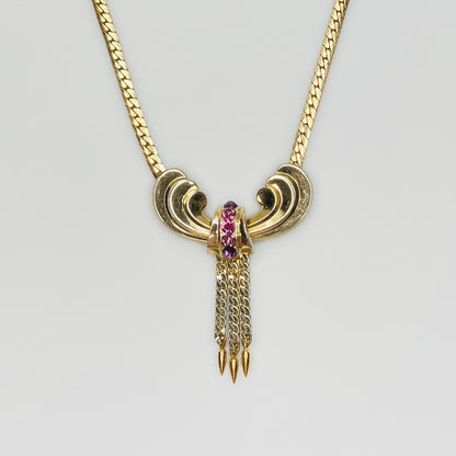 Retro 1940s statement necklace with tassel fringe