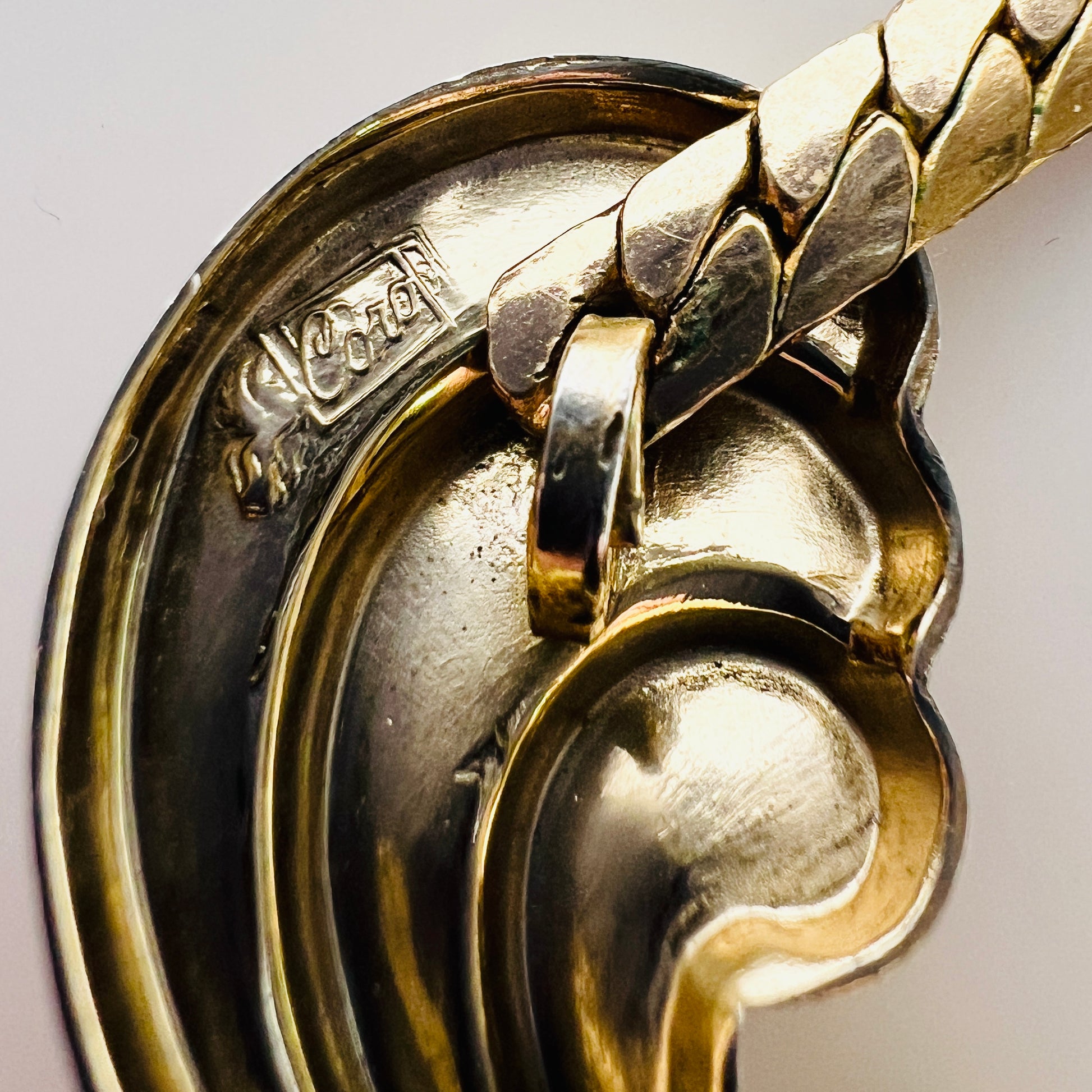 Signed Coro Pegasus pendant signature detail