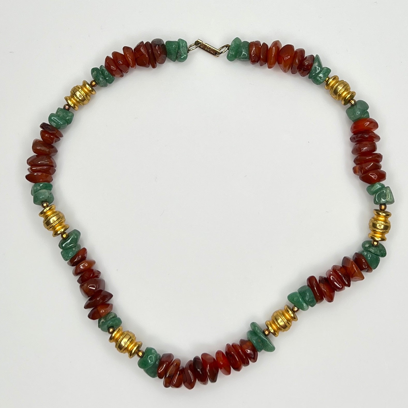 Hobe Necklace laid flat showing stone chips and gold spacers