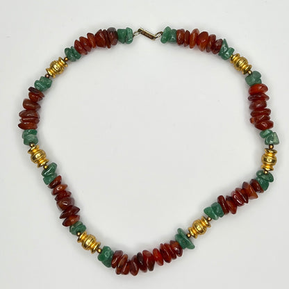 Hobe Necklace laid flat showing stone chips and gold spacers