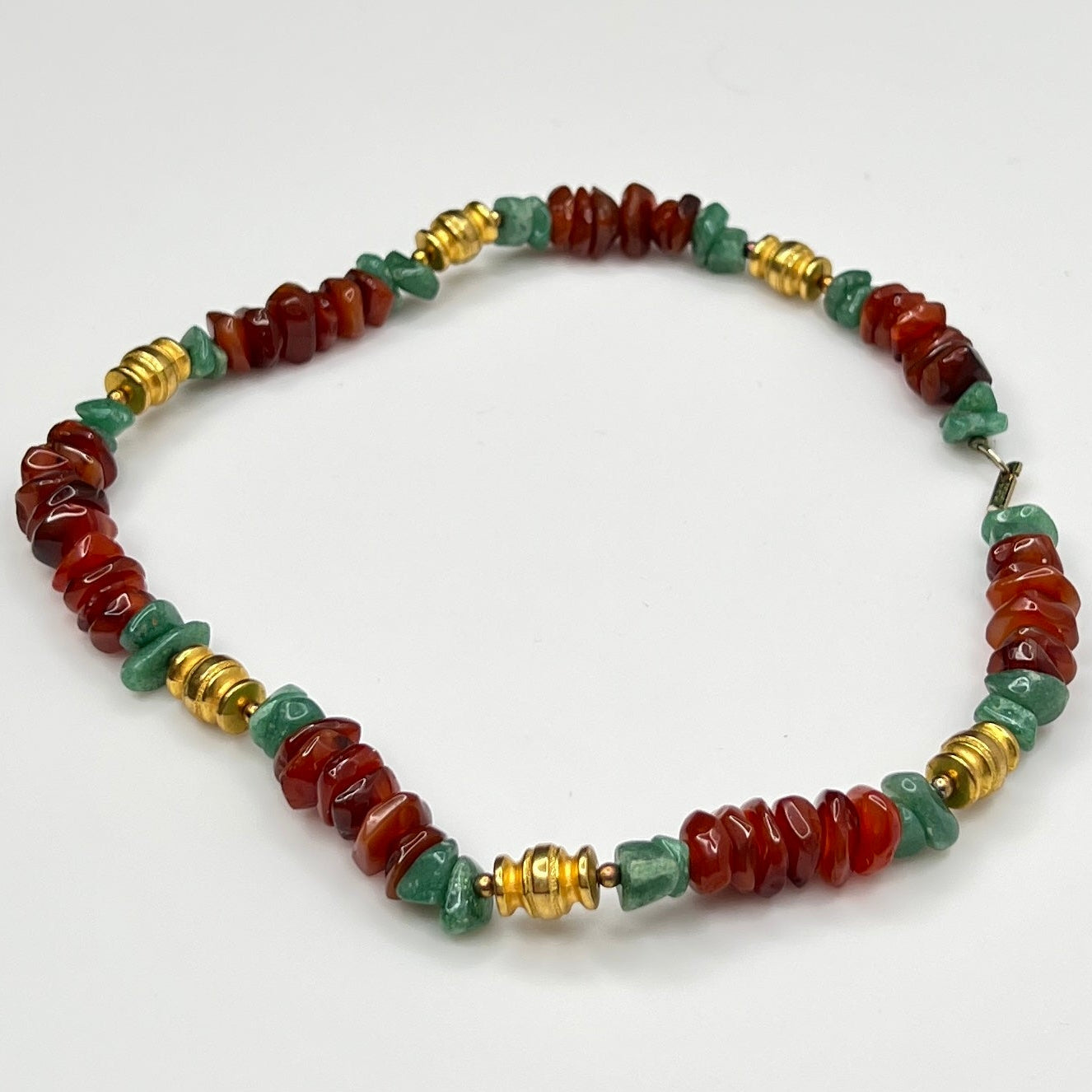Hobe Necklace laid flat showing stone chips and gold spacers