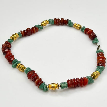 Hobe Necklace laid flat showing stone chips and gold spacers