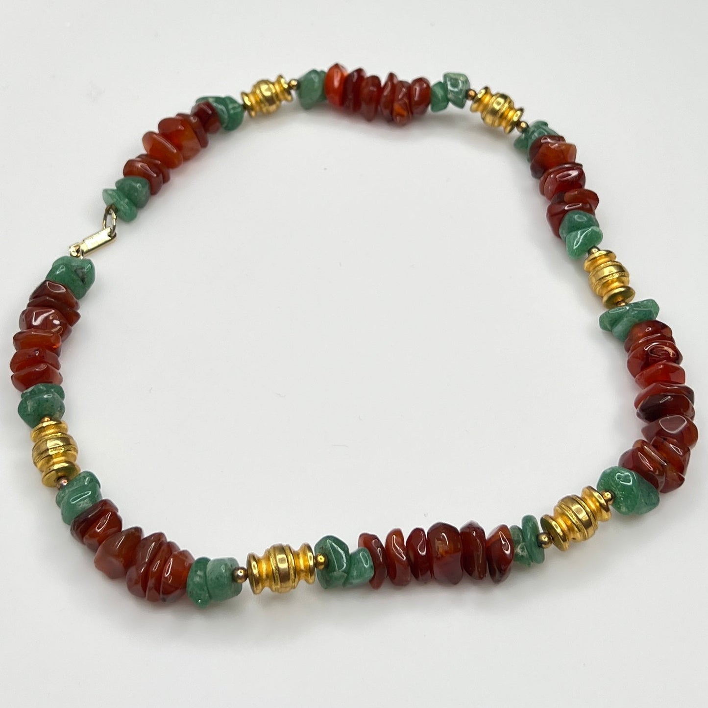 Hobe Necklace laid flat showing stone chips and gold spacers