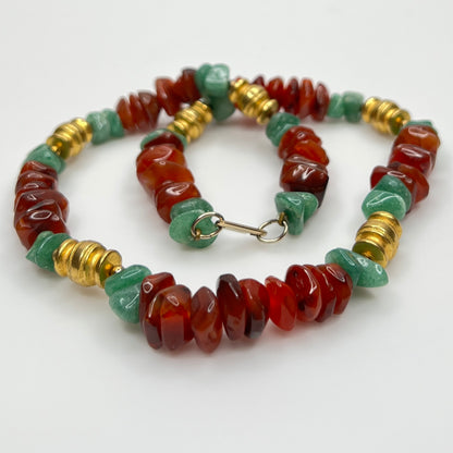 Hobe Necklace laid flat showing stone chips and gold spacers