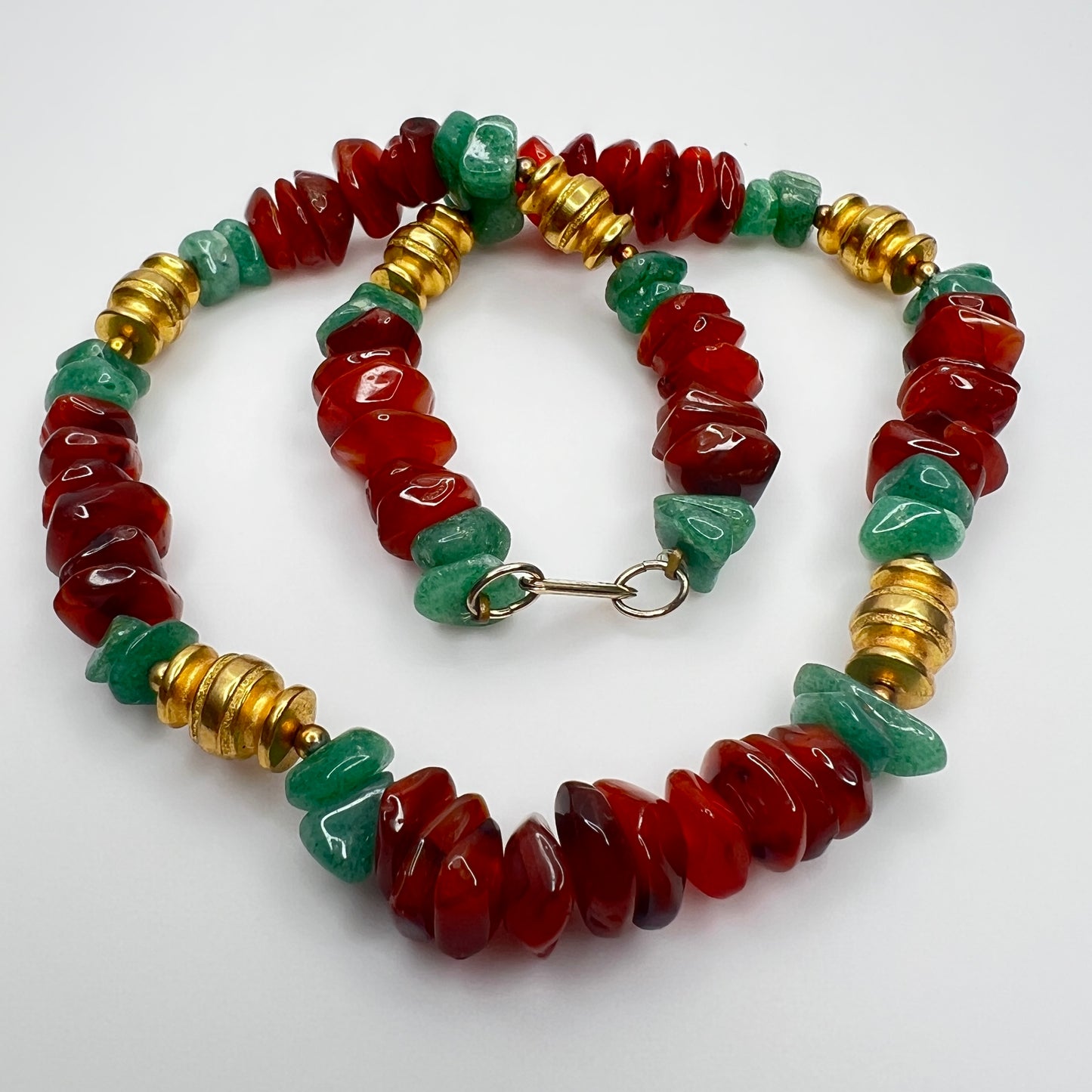 Hobe Necklace laid flat showing stone chips and gold spacers