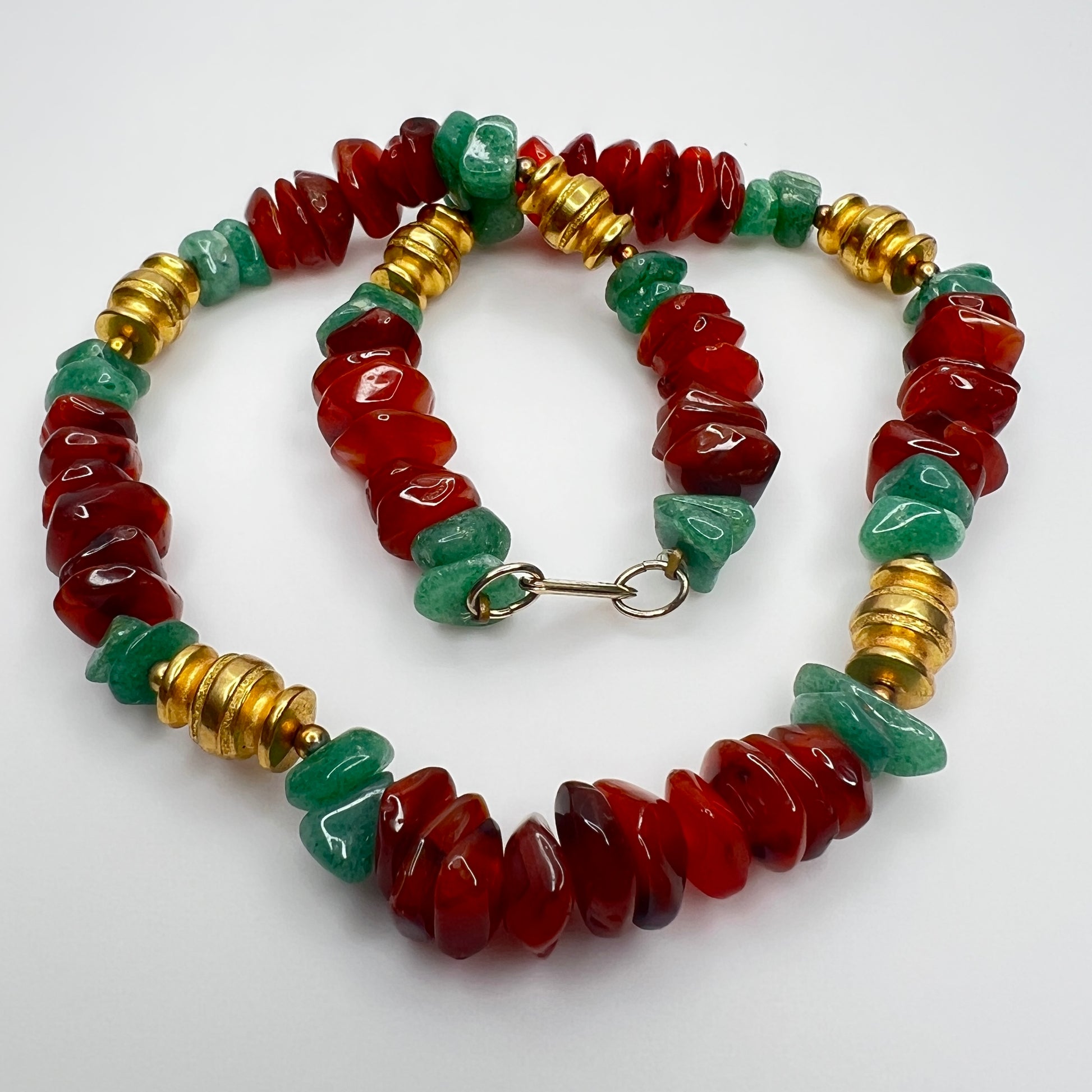 Hobe Necklace laid flat showing stone chips and gold spacers