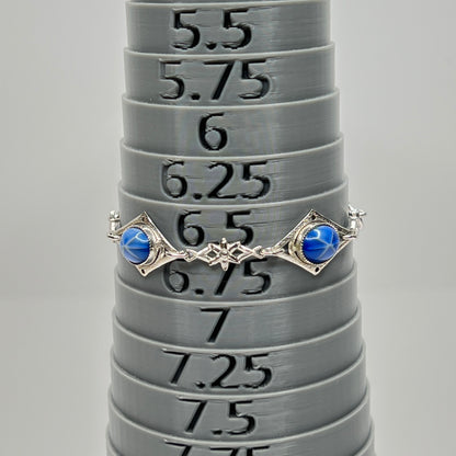 Bracelet shown on mandrel at size 6.5 with 8-inch full length