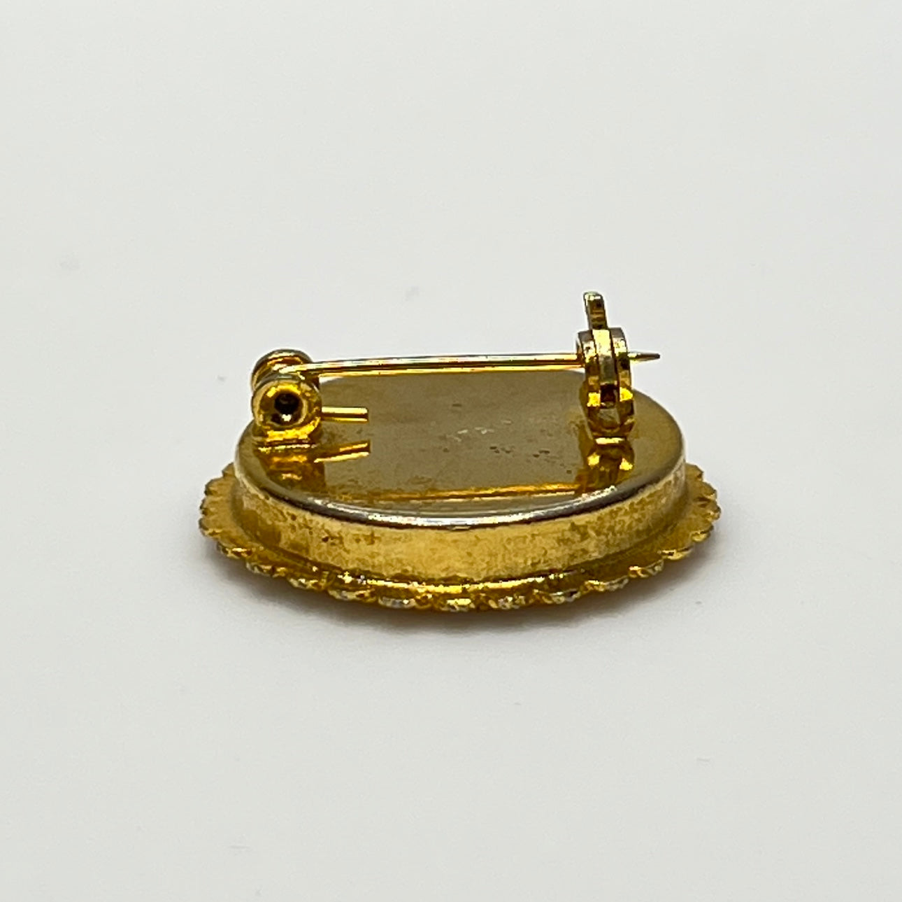 Vintage Italian gold micro mosaic brooch with floral rose motif