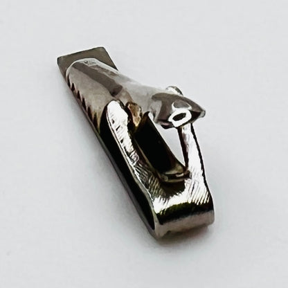 Silver Textured Tie Clip – Midcentury Classic – Geometric Engraved Finish