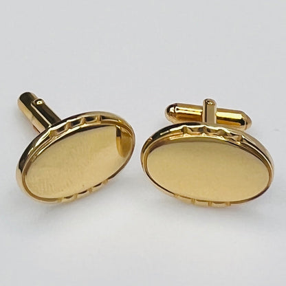 Gold Oval Cufflinks – Mid-Century Modern – Signed Anson