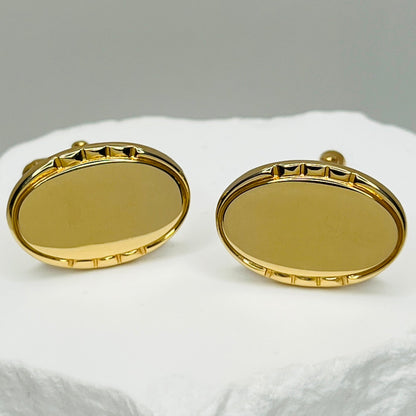 Gold Oval Cufflinks – Mid-Century Modern – Signed Anson