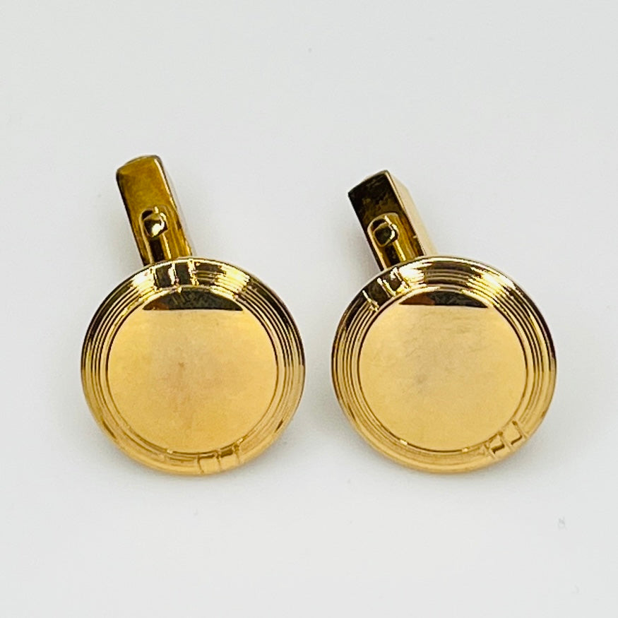 Gold tone Engraved Round Cufflinks – Mid Century Swank