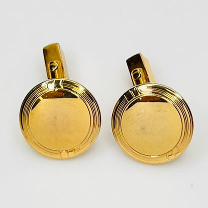 Gold tone Engraved Round Cufflinks – Mid Century Swank