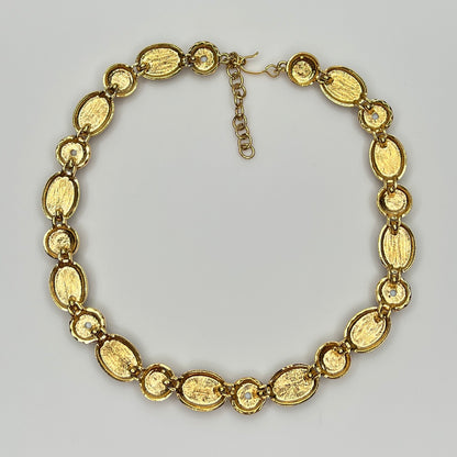 Back view of 1980s Monet necklace with adjustable clasp and oval stones