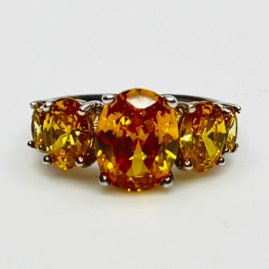 Front view highlighting the brilliant golden citrine sparkle
