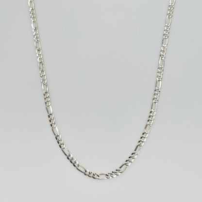 Sterling silver Figaro chain necklace with polished finish