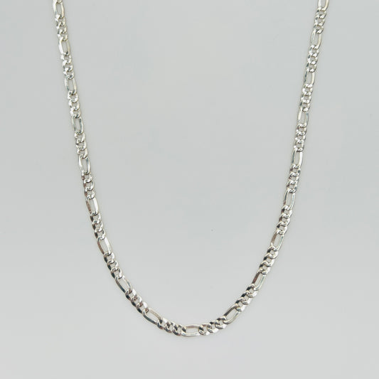 Sterling silver Figaro chain necklace with polished finish