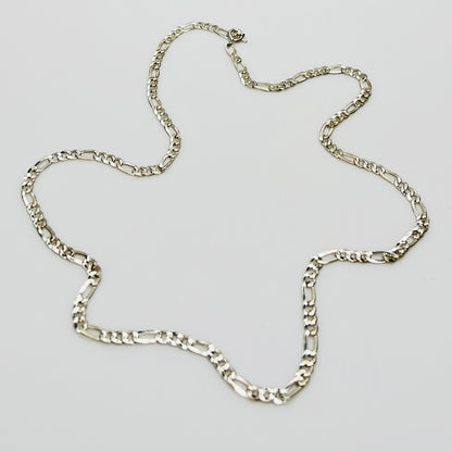 Sterling silver Figaro chain necklace with polished finish