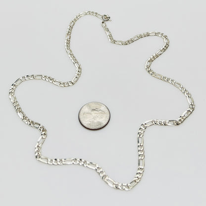 Sterling silver Figaro chain necklace with polished finish