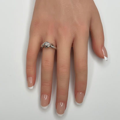 Sterling silver diamond ring by Forever Bride shown on finger
