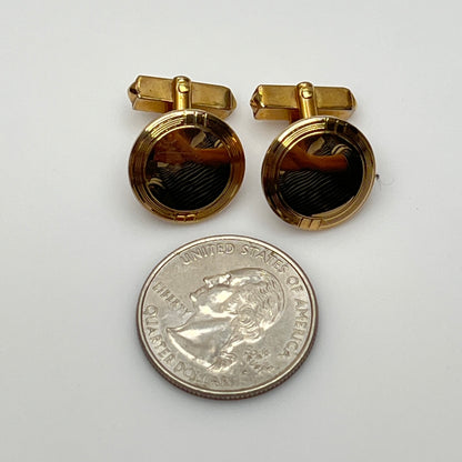 Pair of vintage goldtone Swank cufflinks with round engraved face