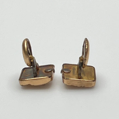 Antique rose gold-tone cufflinks with paste stone and scrollwork, stamped Pat Dec 1883