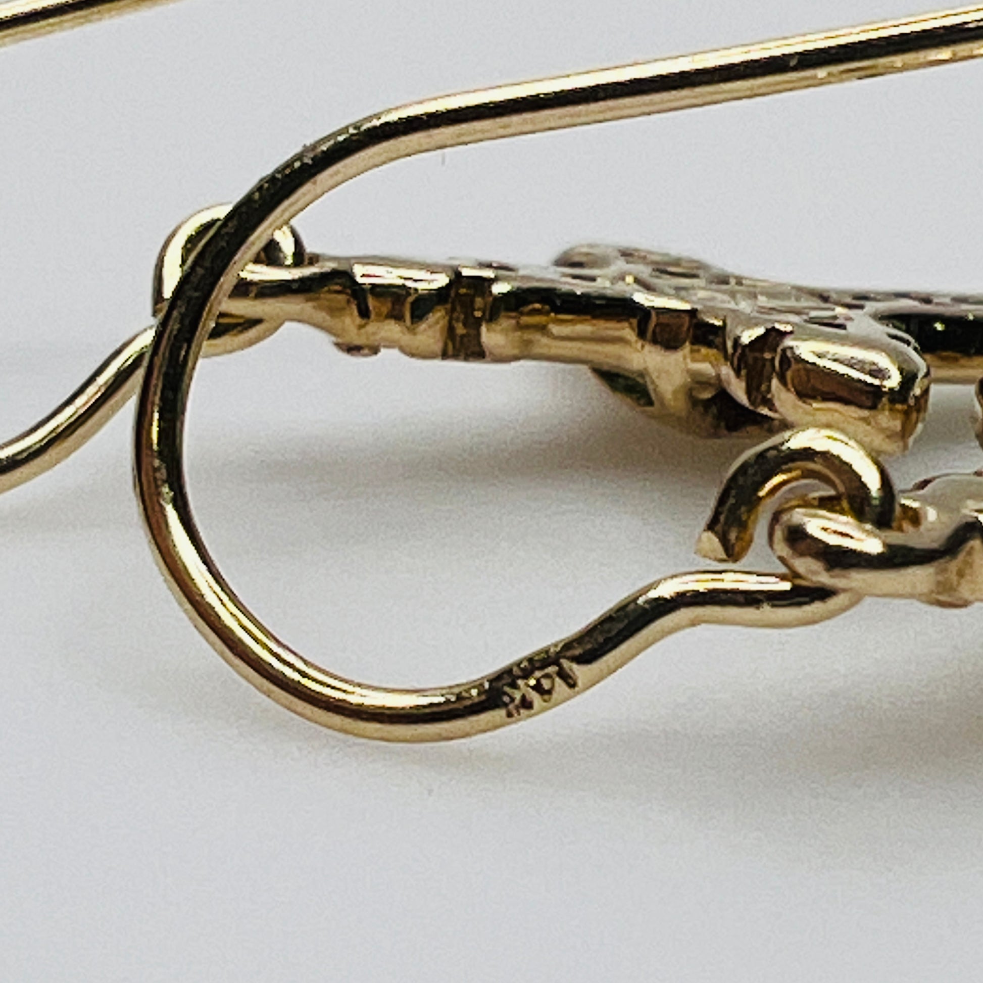14K stamped gold ear wire on vintage emerald earrings