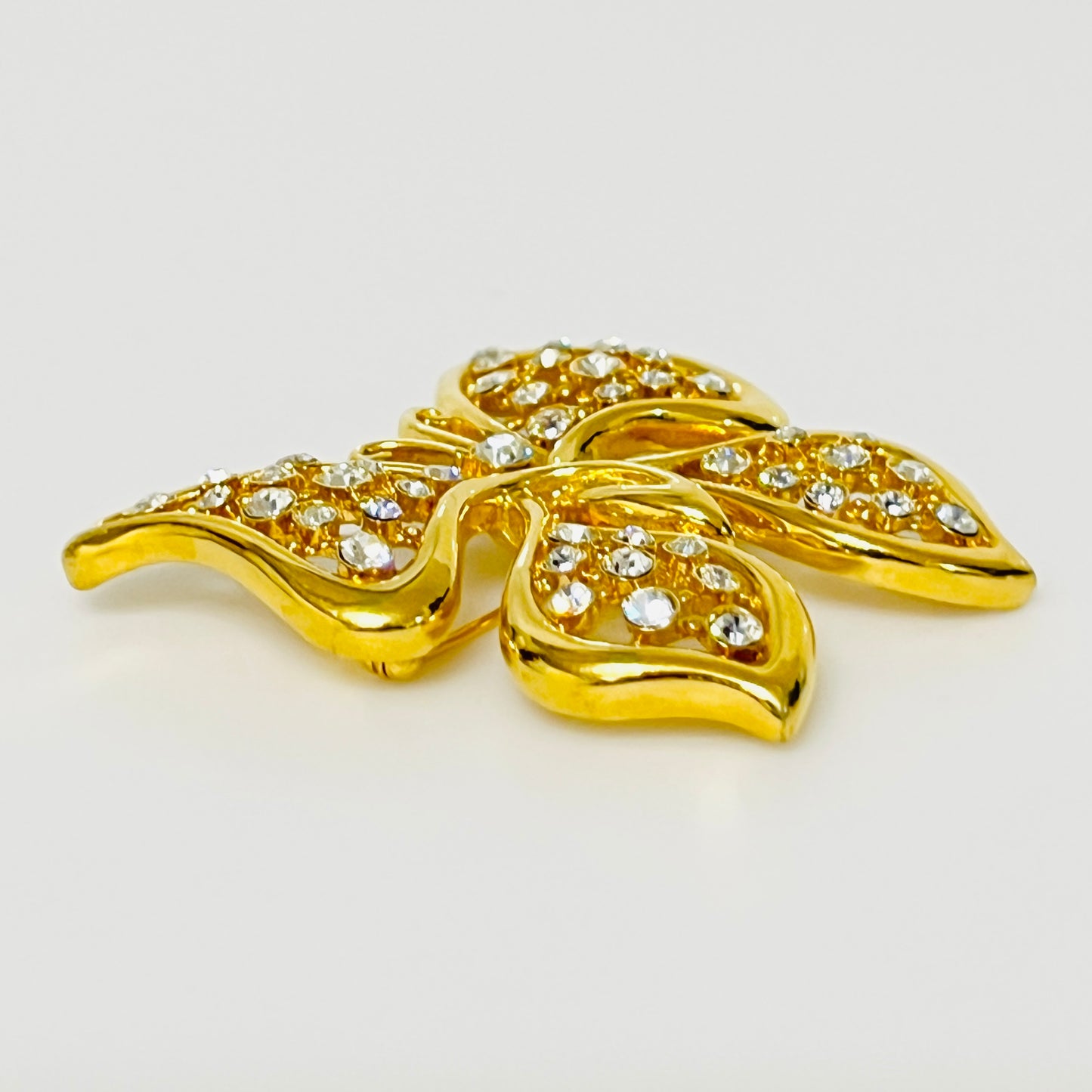 1980s Monet butterfly pin with clear rhinestones