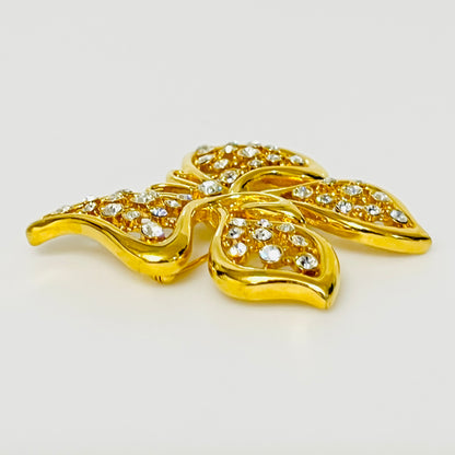 1980s Monet butterfly pin with clear rhinestones
