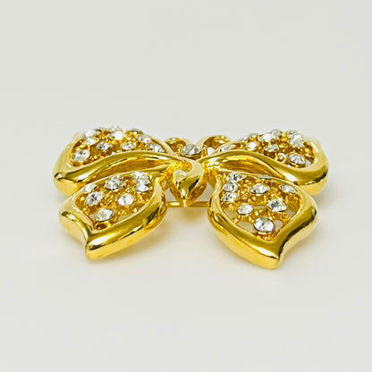 Vintage rhinestone butterfly brooch in gold tone