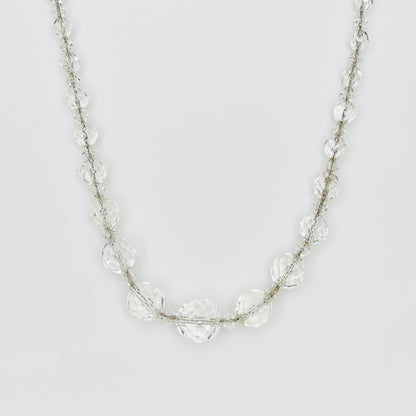Vintage sterling silver faceted crystal bead necklace with graduated beads