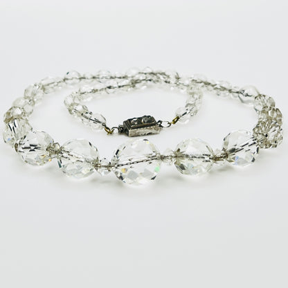 Close view of faceted crystal beads with bicone spacers