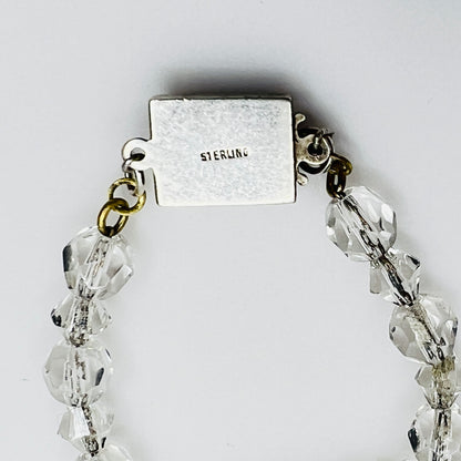 Sterling silver clasp on vintage crystal bead necklace