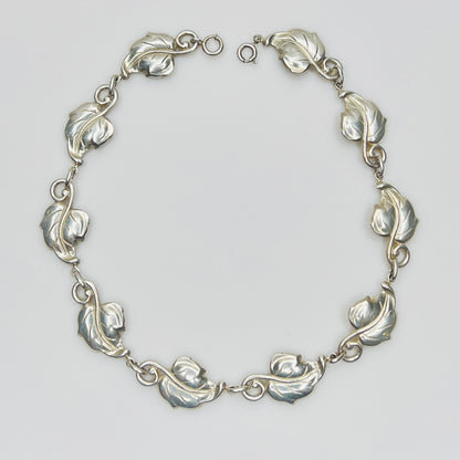 Vintage Danecraft sterling silver leaf choker necklace 1950s