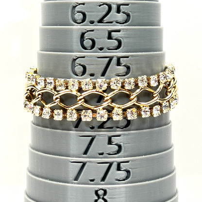 Vintage gold tone rhinestone bracelet with double-row crystal design