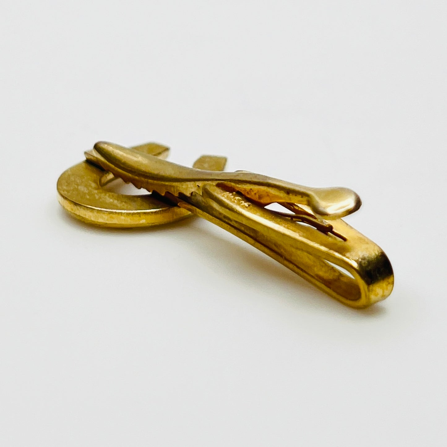 Vintage Hickok USA tie clip showing spring clip mechanism