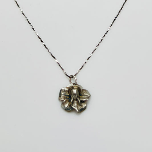 Vintage Italian sterling silver Madonna pendant necklace with box chain