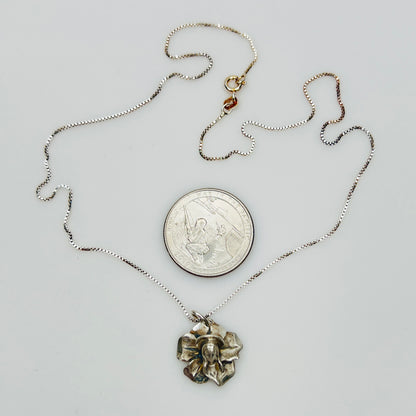 Vintage Italian sterling silver Madonna pendant necklace with box chain