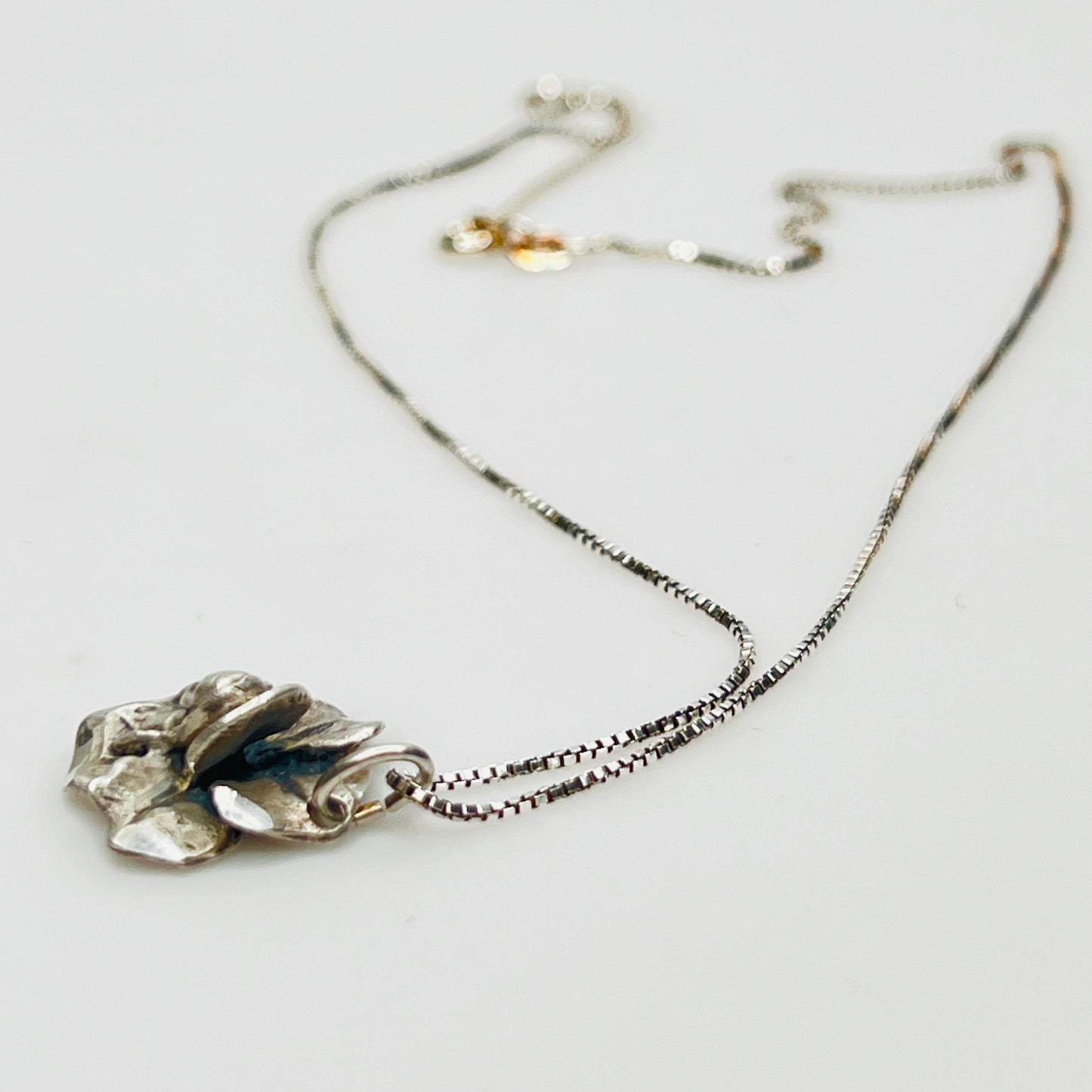 Vintage Italian sterling silver Madonna pendant necklace with box chain