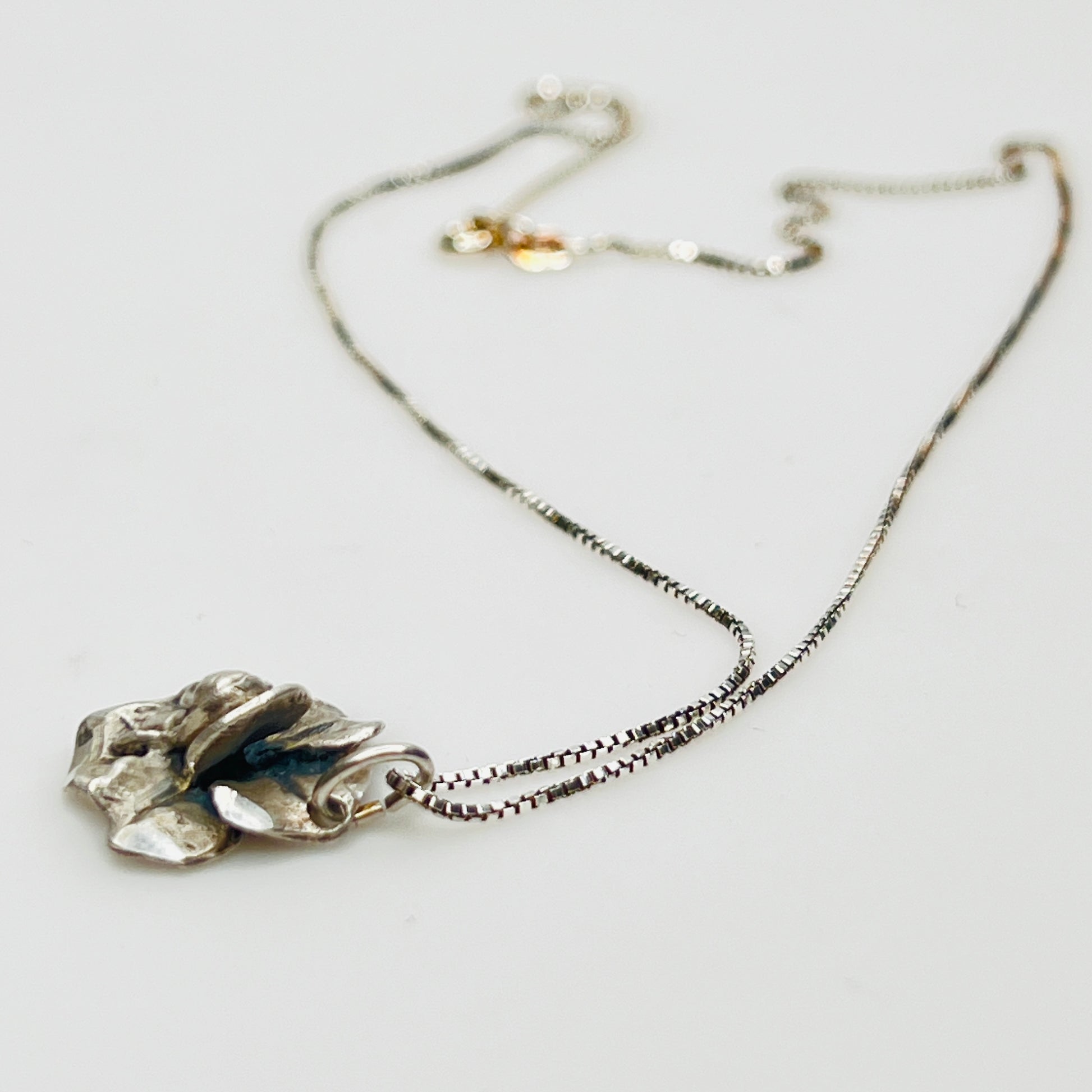 Vintage Italian sterling silver Madonna pendant necklace with box chain